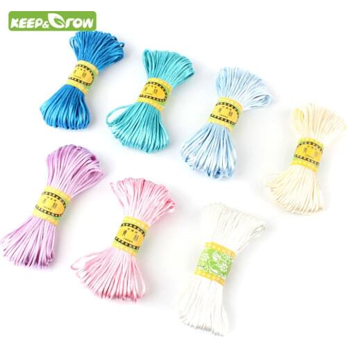KEEP&GROW 5Pcs 20M/Lot Satin Cords DIY String Cord Nylon Rope Accessary&Findings For Baby Silicone Bead Necklace Jewelery Cord