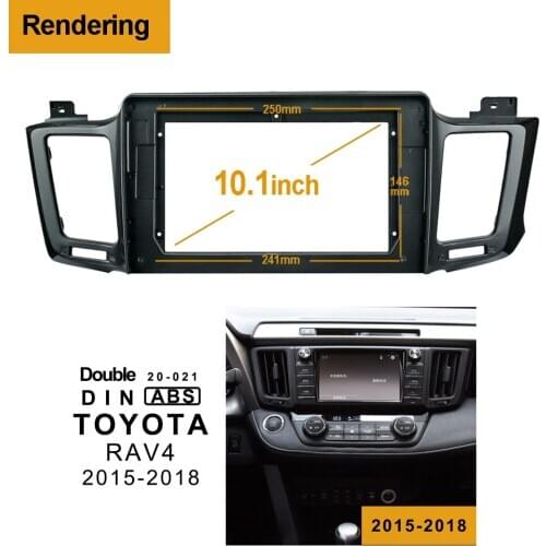 1/2Din Car DVD Only Frame Audio Fitting Adaptor Dash Trim Kits Facia Panel 10.1" For Toyota RAV4 2015-18 Double Din Radio Player