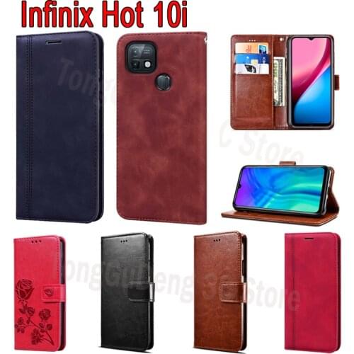 Cover For Infinix Hot 10i Case Flip Wallet Leather Shell Book On For Infinix X659B Hot 10 I Phone Protective Case Etui Capa Bag