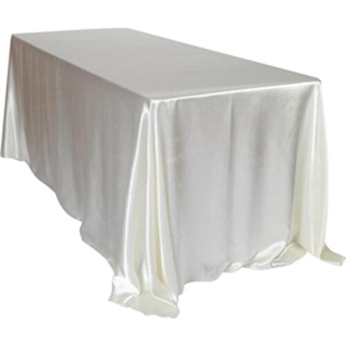 Black White Wedding Satin Tablecloth Table Cloth Rectangle For Hotel Banquet Party Events Decoration Table Cover Topper Overlay