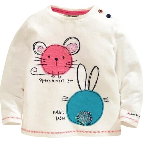Little Maven New Autumn Spring Children Clothing Sweet Colorful Mouse Long- sleeved O-neck Quality Cotton Girls Casual Tshirt
