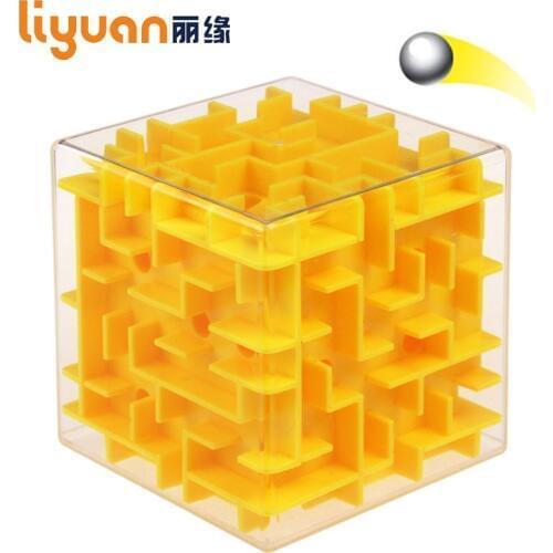 Puzzle Game Speed Cube New Hot Labyrinth Magic Cube Toys 3D Mini Rolling Ball Yellow