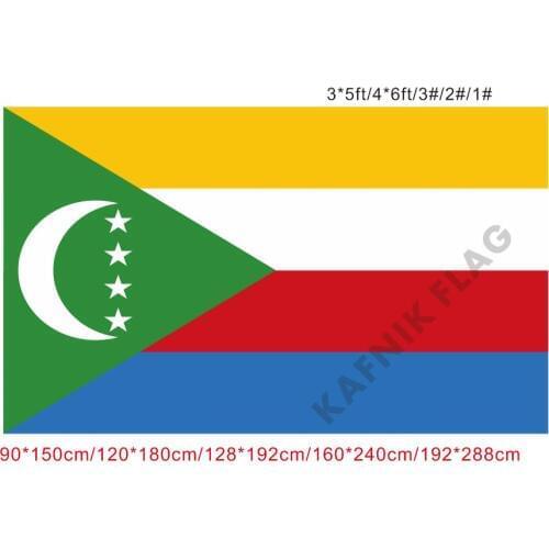 KAFNIK,free shipping 90x150cm/128*192cm/160*240cm/192*288cm big flags Comoros Flag for Indoor Outdoor Decorative