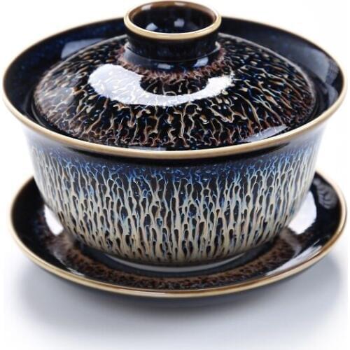 China Jingdezhen ceramic kiln covered cover bowl large pure handmade Japanese style Kungfu teaware tea tureen cup teacup