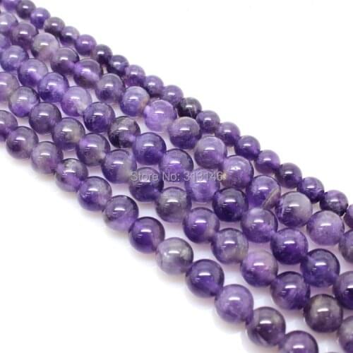 Wholesale Natural Purple Amethyst Round Loose Strand Stone Beads DIY Necklace Bracelet Jewelry Making Pick Size 4 6 8 10 12mm