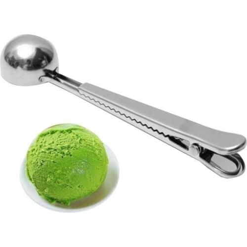 Stainless Steel Kitchen Supplies Milk Ice Cream Coffee Measuring Spoon with Clip