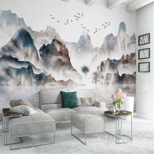 Milofi new Chinese style Chinese style hand-painted artistic conception ink landscape TV sofa background wall