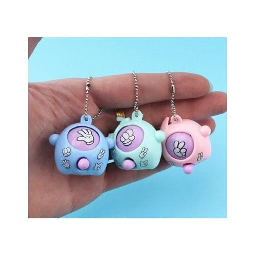 6 Pcs/lot Mini guessing device creative game rock paper scissors toy round egg exquisite and interesting key chain pendant