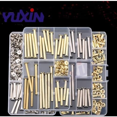 60pcs Nickel/Brass Plated Chicago Screws Assortment Kits,Snap Rivet Books Butt Screw Kits,Photo Album Binding Screw Assort Kits