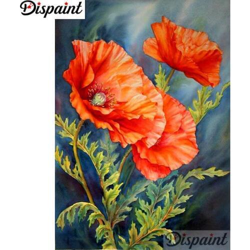 Dispaint Full Square/Round Drill 5D DIY Diamond Painting "Red flower" Embroidery Cross Stitch 5D Home Decor A11178