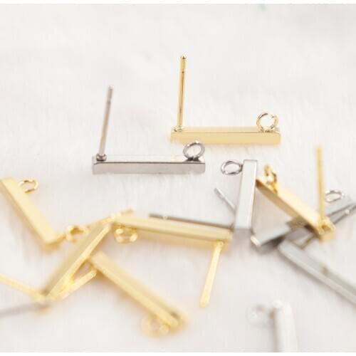 New 2X2X15mm Mix 316l Stainless Steel Drop Earrings Tray Base Supplies DIY Jewelry Making Drop Earrings Tray Jewelry Finding