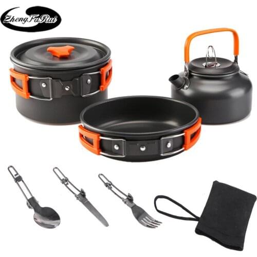 The new outdoor teapot set pot combination camping folding cookware portable cookware set