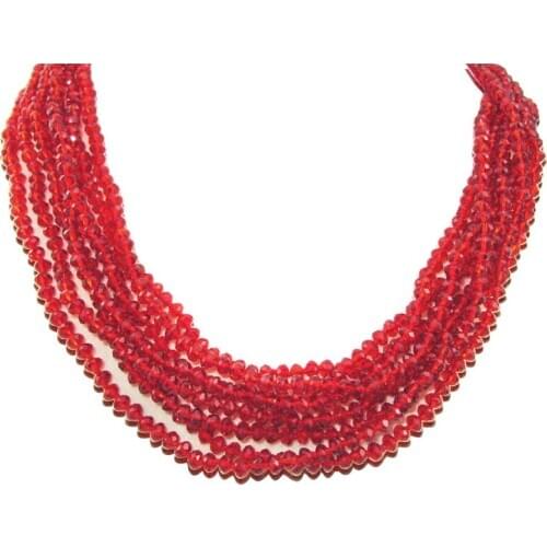 Red Crystal Necklace Multi Layer European Style Fashion Choker Crystal Twist necklace Jewelry For Women Free Shipping
