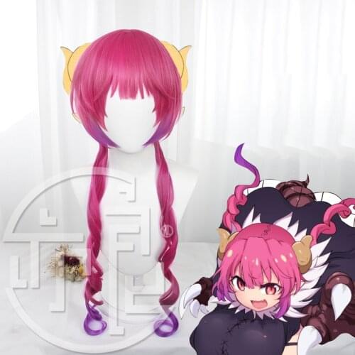 Anime Miss Kobayashis Dragon Maid Iruru Cosplay Wig Heat Resistant Synthetic Gradient Hair Halloween Party Wigs Role Play Prop