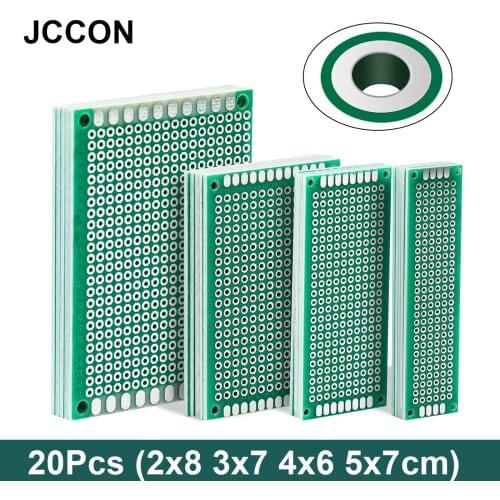 20Pcs PCB Prototype Board Circuit Protoboard Universal Stripboard Prototyping Veroboard 5Pcs Each 2x8 3x7 4x6 5x7cm Soldering