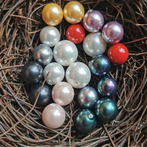 Half Hole Earring 10pcs Natural Freshwater Shell Pearl Spacer Loose Beads for 8/10/12/14mm DIY Earring Pendant Jewelry Making