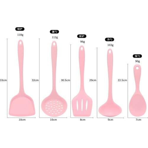 Silicone Utensils Cooking Tool Pink Nonstick Kitchen Utensil Spoon Soup Ladle Turner Frying Spatula Colander Kitchenware