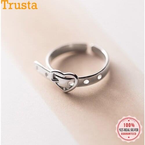 TrustDavis Real 925 Sterling Silver Fashion Sweet Creative Belt Heart Opening Ring For Women Wedding Party Fine Jewelry DB539