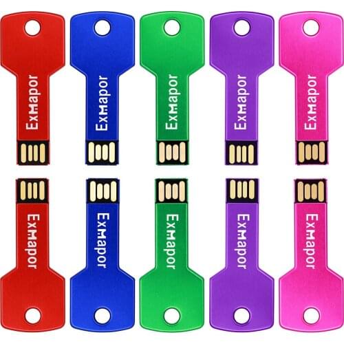 Exmapor USB Drive 16GB , 10 Pack Metal Key USB 2.0 ,USB Stick with Red Led Indicator, 8GB Flash Drive, 32GB Memory Stick Storage