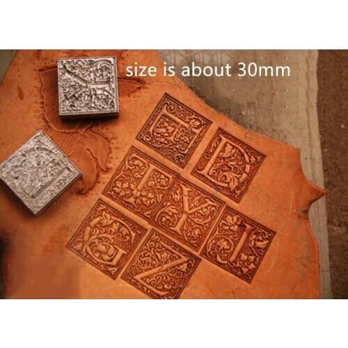 Vintage european fancy font 26 capital letters Hand-work carving punches stamp craft with leather carving tools