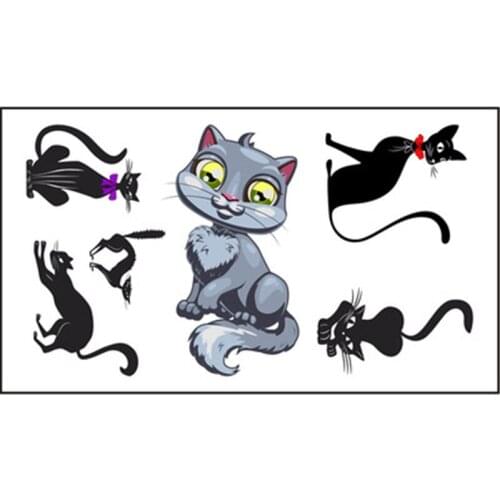 5pcs/lot Temporary Tattoo Sticker New Design Cat Abstract Figure Body Art Waist/ Arm Tattoo for Kids and Adults