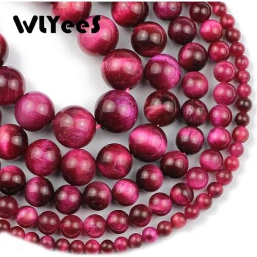 WLYeeS Rose Rose Tiger eye Natural Stone Round Loose Beads For jewelry Making 4/6/8/10/12mm DIY Bracelet accessories Strand 15