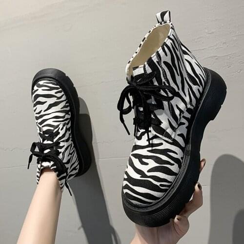 Vogue Trend Design Women Ankle Boots Sewing Patchwork Platform Wedge Heel Round Toe Lace Up Thick Sole Modern Ladies Shoes