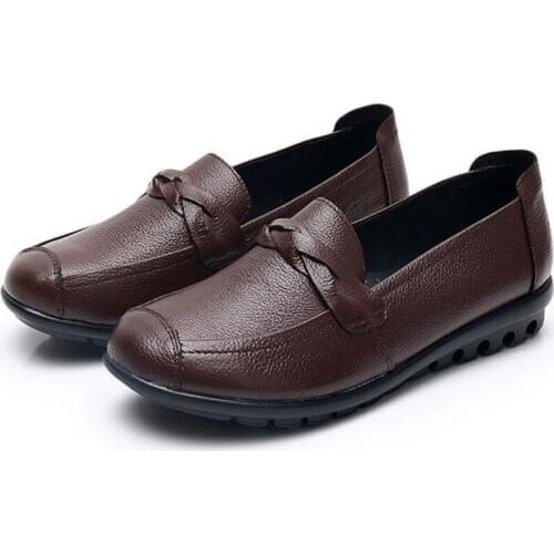 Hot 2020 New Spring High Quality Genuine Leather Shoes Non-slip Wear Flat Shoes Concise Fashion Women Casual Shoes Large Size 43