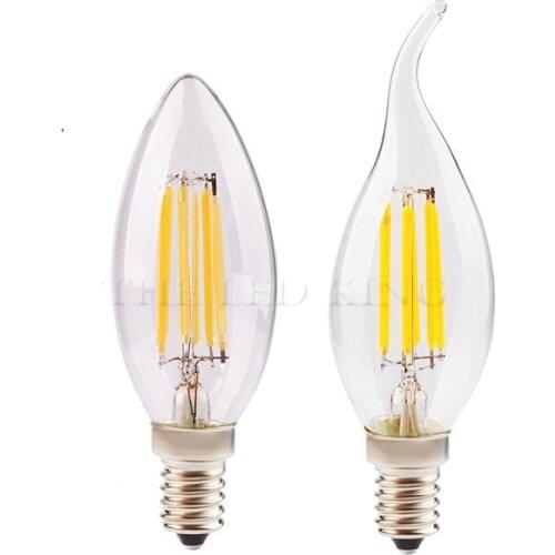 1-10X E14 LED Candle Bulb E14 4W 8W 12W C35 Filament Light E27 LED Lamp C35 C35L 220V COB LED Filament light Decoration lamp