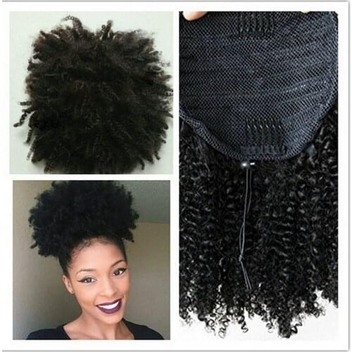 1PC Black Curly Short Afro Wigs 8cm Length Nature Black Synthetic Wig Africa Women Fluffy Ponytail