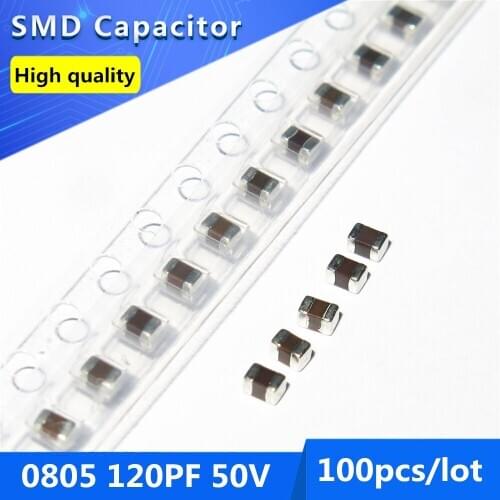 100pcs SMD Thick Film Chip Multilayer Ceramic Capacitor 0805 120PF 50V