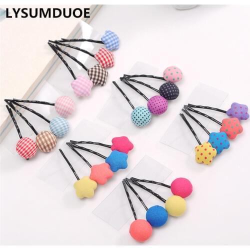 12Pcs Korean Fashion Hair Clip Cute Bobby Pins Plaid Hairclip Dot Hairpins Star Barrette Candy Headdress Girls Hair Accessories