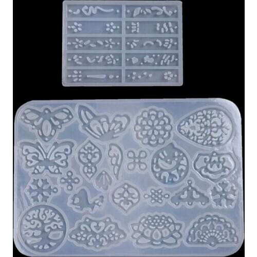 2Pcs Ancient Hollow Flower Molds Earrings Hairpin Necklace Fan Pendants Jewelry Resin Molds Jewelry Making Tools Kit