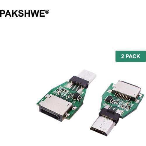 2x DIY Lightning Female to Micro USB/Type C Male SYNC Charge Adapter Converter PCBA for iPhone 6 7 8 X Cable to Android