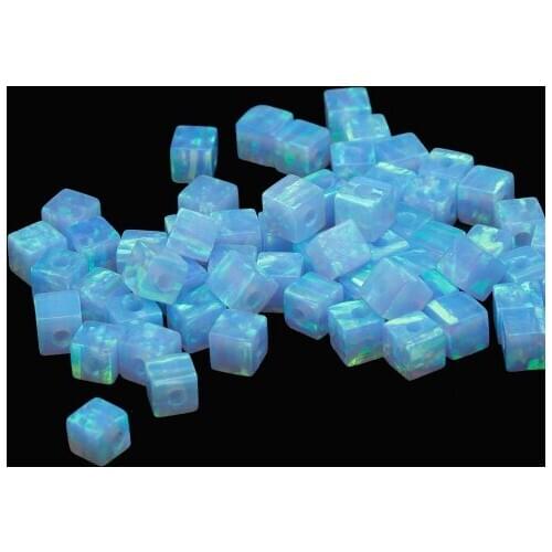 20pcs/lot)Fashion Light Blue 4mm Synthetic Opal Square Beads opal Square wholesale price many colors choose