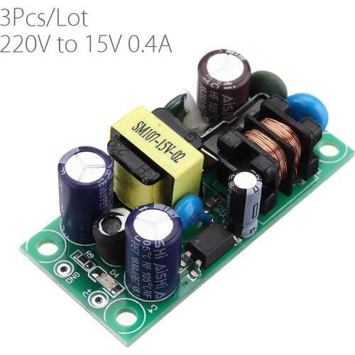3Pcs/Lot AC to DC Switching Power Supply Module 220V to 15V 0.4A Step Down Module Converter Board