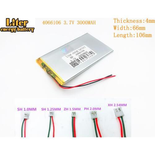 4066106 3000mah 3.7V polymer rechargeable battery FOR 3.7V 3000MAH 4066106 PLUG Tablet PC Lithium polymer battery
