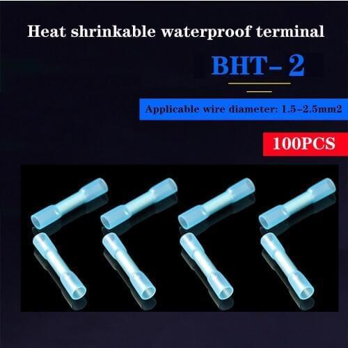 50/100pcs AWG 16-14 insulation Waterproof Heat Shrink Butt Connectors Electrical Wire Splice Cable Crimp Terminals Connectors