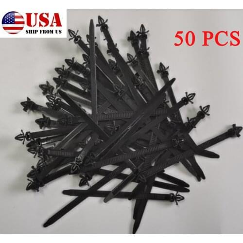 50PCS Car Nylon Tie Wrap Cable Fixed Fasteners Clips Black Car Cable Fastening Zip Strap for All cars