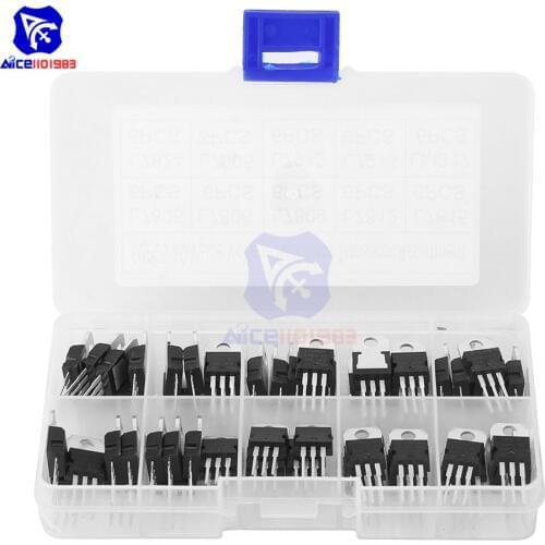 60PCS 10 Values TO-220 Voltage Regulator Transistor Triode Kit L7805 L7806 L7808 L7809 L7810 L7812 L7815 L7818 L7824 LM317 w/Box