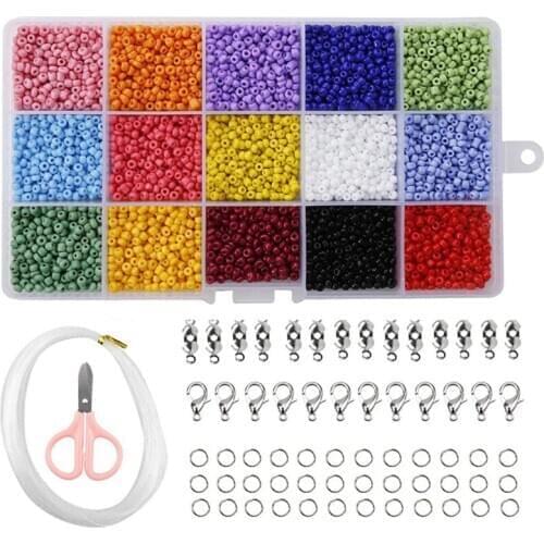 7500Pcs 3mm Glass Rice Bead Set, Child Safety Scissors, Early Education Educational Toys, Beaded Material
