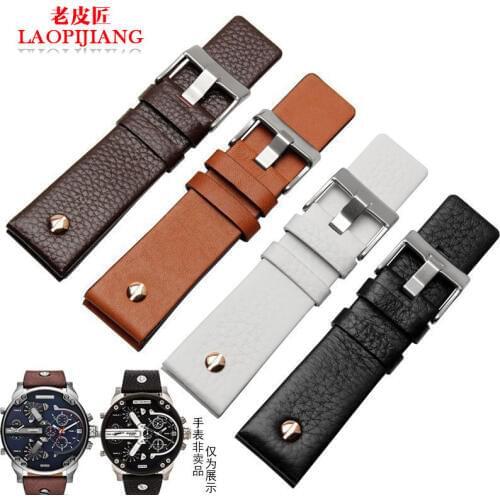 Genuine Leather Watch accessories men fit THEDADDIE DZ7312 7314 7406 4323 1657 1405 7313 4318 22 24 26 28 30mm watchband strap