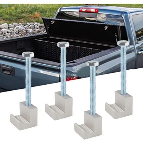 4 Pcs/Set Aluminum Mounting Kit Parts Clamps for Pickup Truck Tool Box Tie Down J Hook Crossover