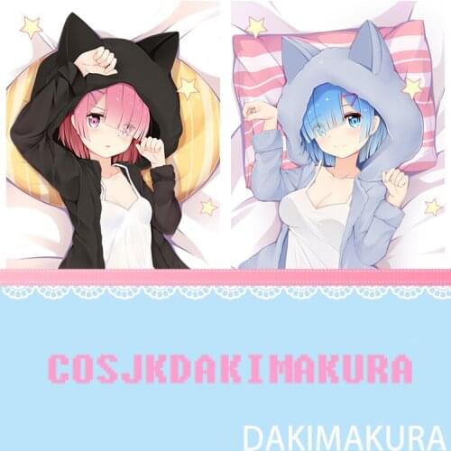Re:Life In A Bifferent World From Zero Rem Ram Anime Dakimakura Girls HD Print Pillowcase Body Hugging Pillow Cover Case Cushion