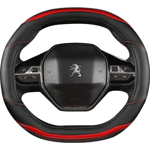 For Peugeot 3008 4008 5008 Car Steering Wheel Cover Carbon Fibre + PU Leather Auto Accessories interior Coche