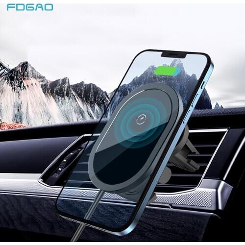 FDGAO 15W Magnetic Wireless Car Charger Mount For iPhone 12 Pro Max Mini SE 11 XS XR X 8 Air Vent Qi Fast Charging Phone Holder