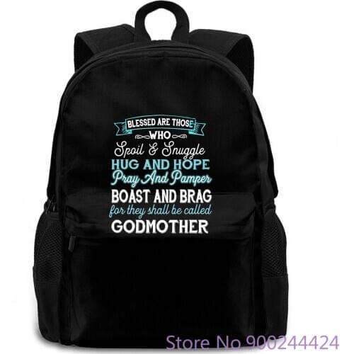 Blessed for Godmother. Awesome for Family Female Harajuk Drake Fitness Punk Wo Printed women men backpack laptop travel