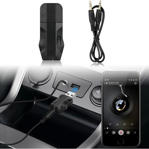 Bluetooth 5.0 Car Kit Audio 2 in1 Receiver Transmitter Wireless Adapter Mini 3.5mm AUX Stereo Bluetooth Transmitter For PC Car