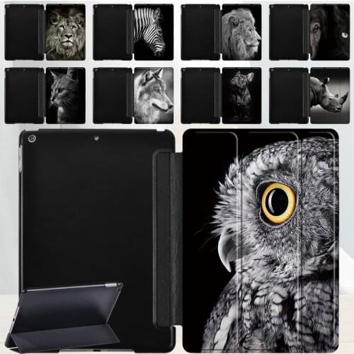 Tri-fold Cover Case for Apple IPad Pro 11/air 1 2 3 4/IPad (7th/8th Gen)/mini 1 2 3 4 Animal Series Smart Wake Sleep Tablet Case