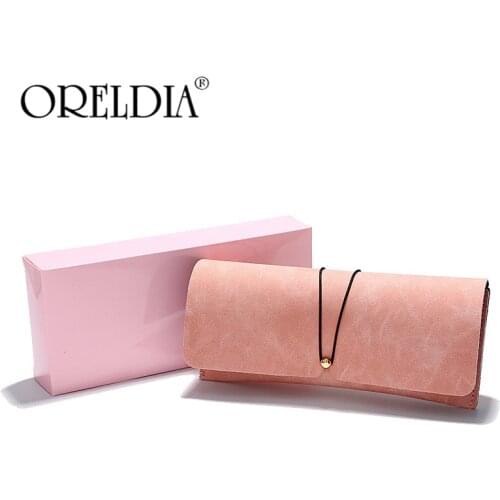 ADD LOGO Pink Sunglasses Case Portable Storage Box Female Simple Retro Fashion Frosted Leather Glasses Eyeglass Packaging